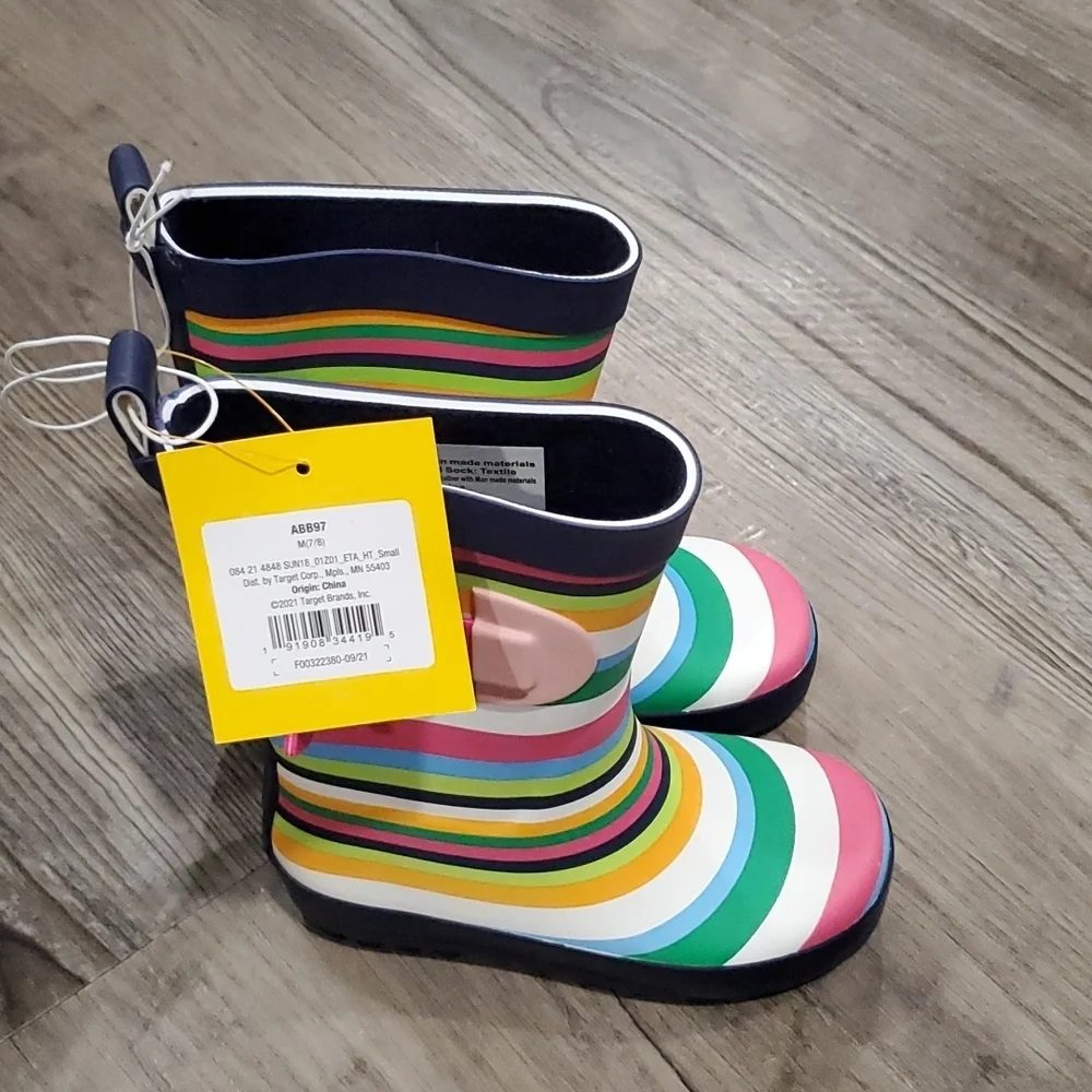 Sun Squad Stripped Rainboots Size 7/8